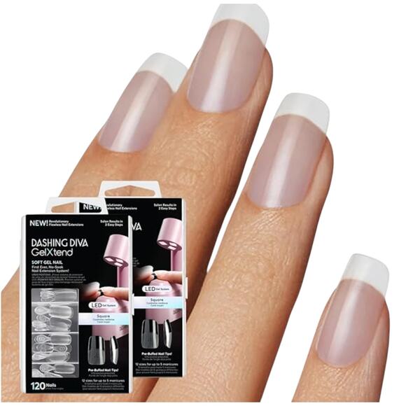 Dashing Diva Gelxtend Nail Tips - Clear, Medium Square - Press on Nails with LED - Picture 2 of 2